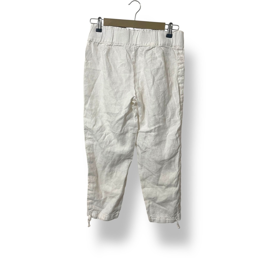 Pure Jill Linen Pants Women's XS Petite‎ Crop Casual White Drawstring - Picture 4 of 5